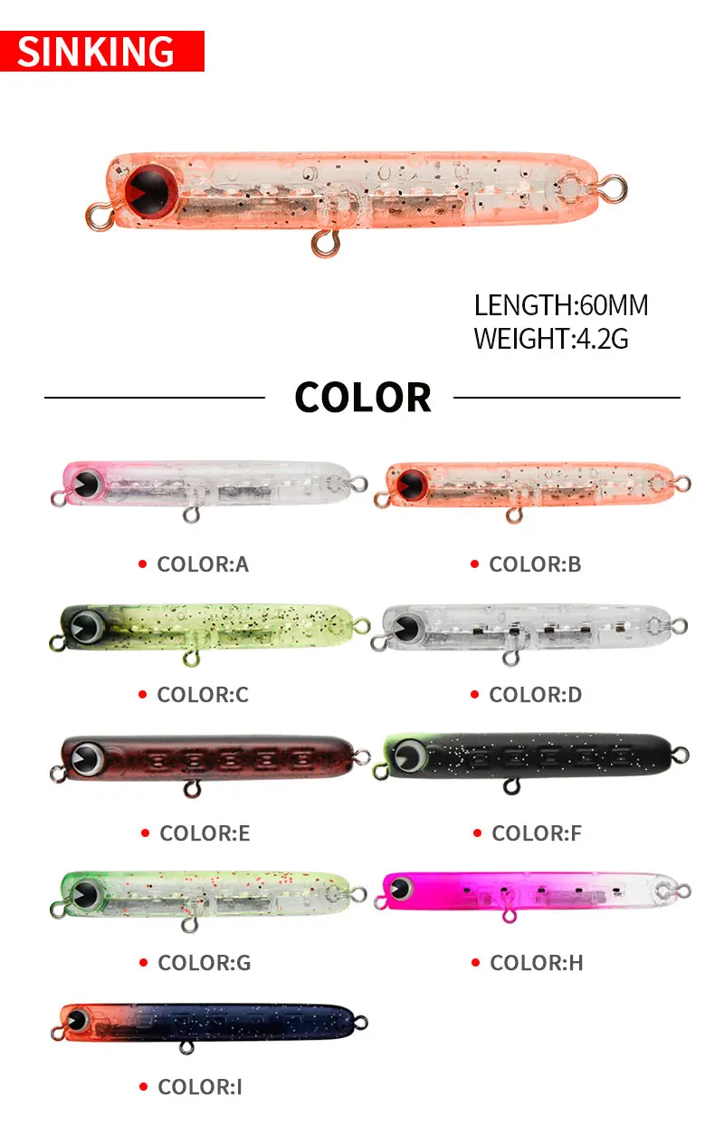 6cm 4.8g Slow Sinking Pencil F - огляд і ціна Fishing Lure Jerkbait